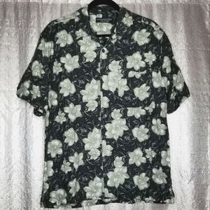 Common Man Black Label EUC M floral short-sleeved button-down shirt